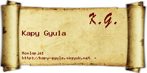Kapy Gyula névjegykártya