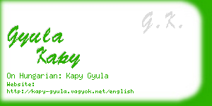 gyula kapy business card